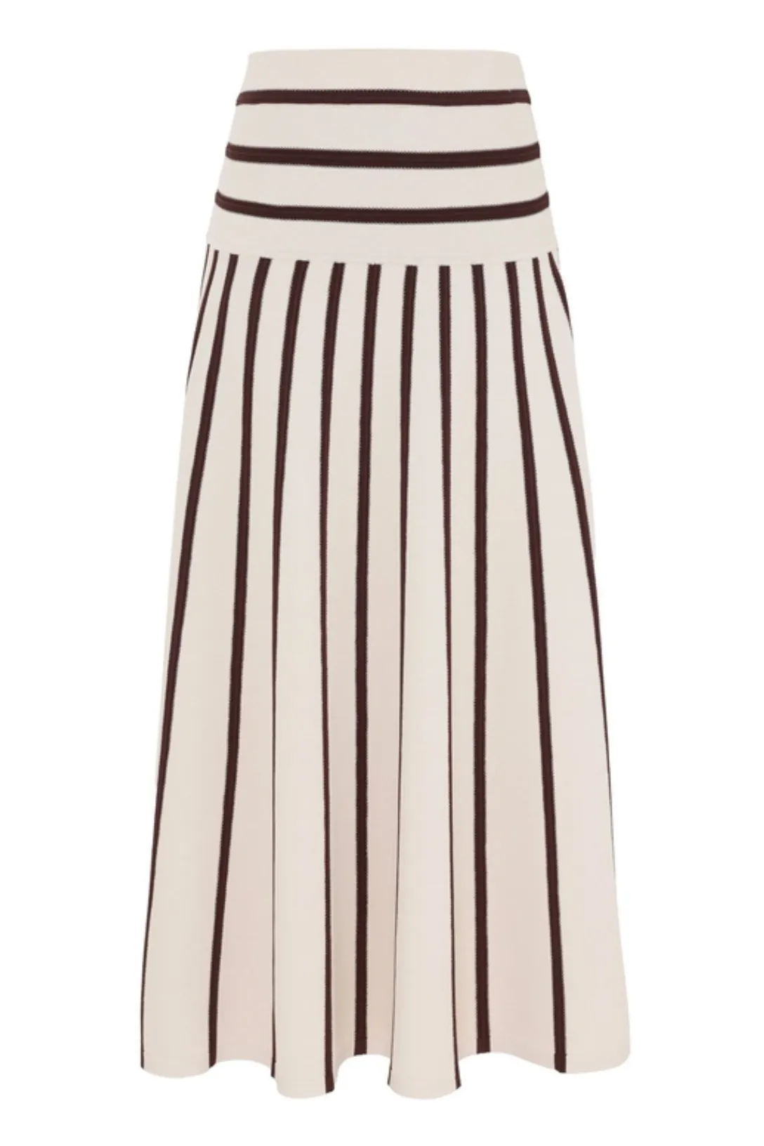Illuminate Stripe Midi Skirt | Cream / Chocolate