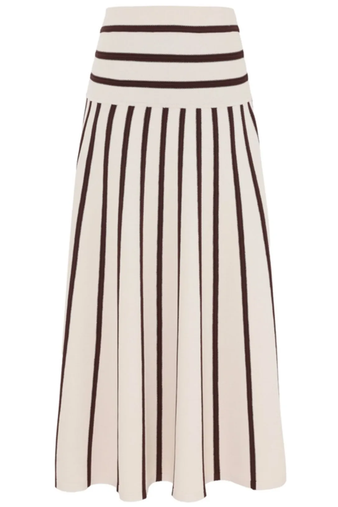 Illuminate Stripe Midi Skirt | Cream / Chocolate
