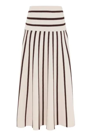 Illuminate Stripe Midi Skirt | Cream / Chocolate