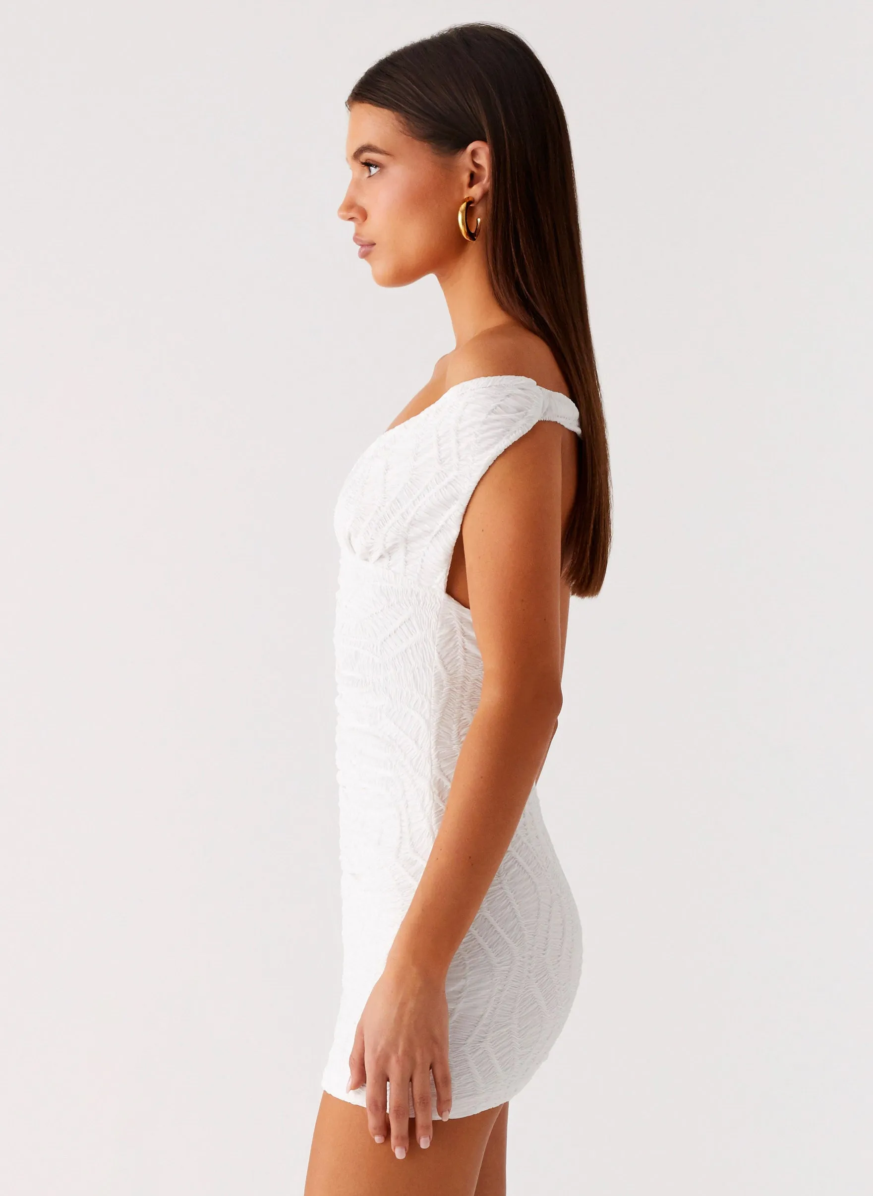 Warm Touch Takoda Off Shoulder Mini Dress - White
