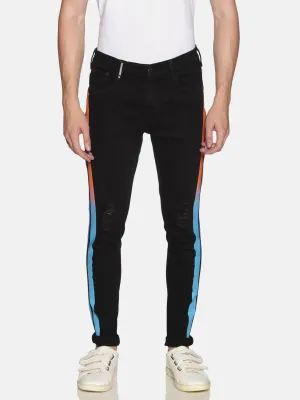 Impackt Medium Washed Skinny Fit Printed Side Tape Jeans for Men