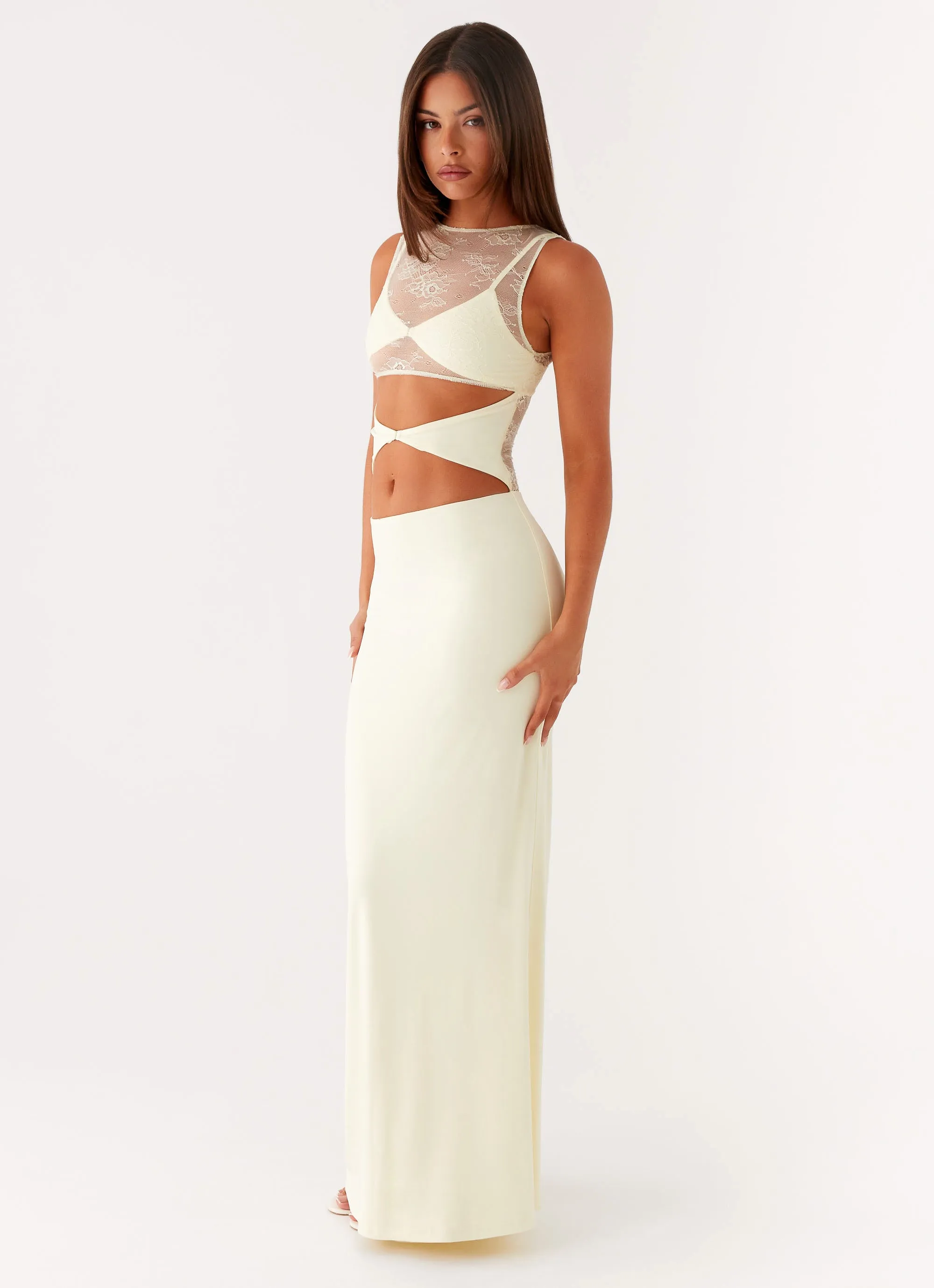 Casual Silhouette Imperial Maxi Dress - Yellow