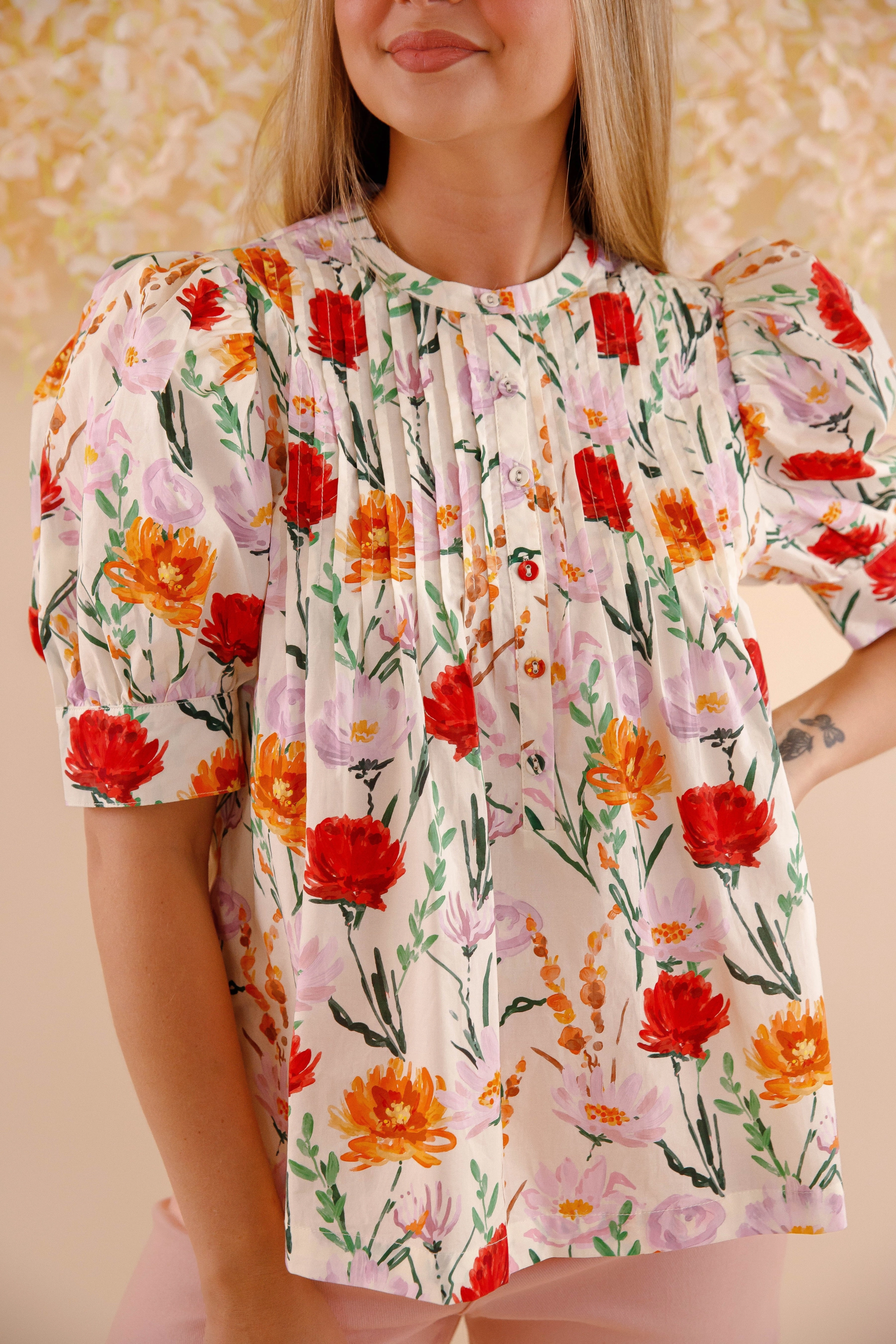 MultiPanelBreathability Summer Blouse In My Garden Blouse