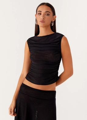In The Atmosphere Mesh Top - Black Friction Resistant Shoulder
