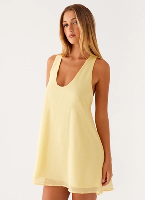 Elegant Wearable Industry Mini Dress - Pastel Yellow
