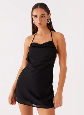 Breathable-Lining Ines Chiffon Mini Dress - Black