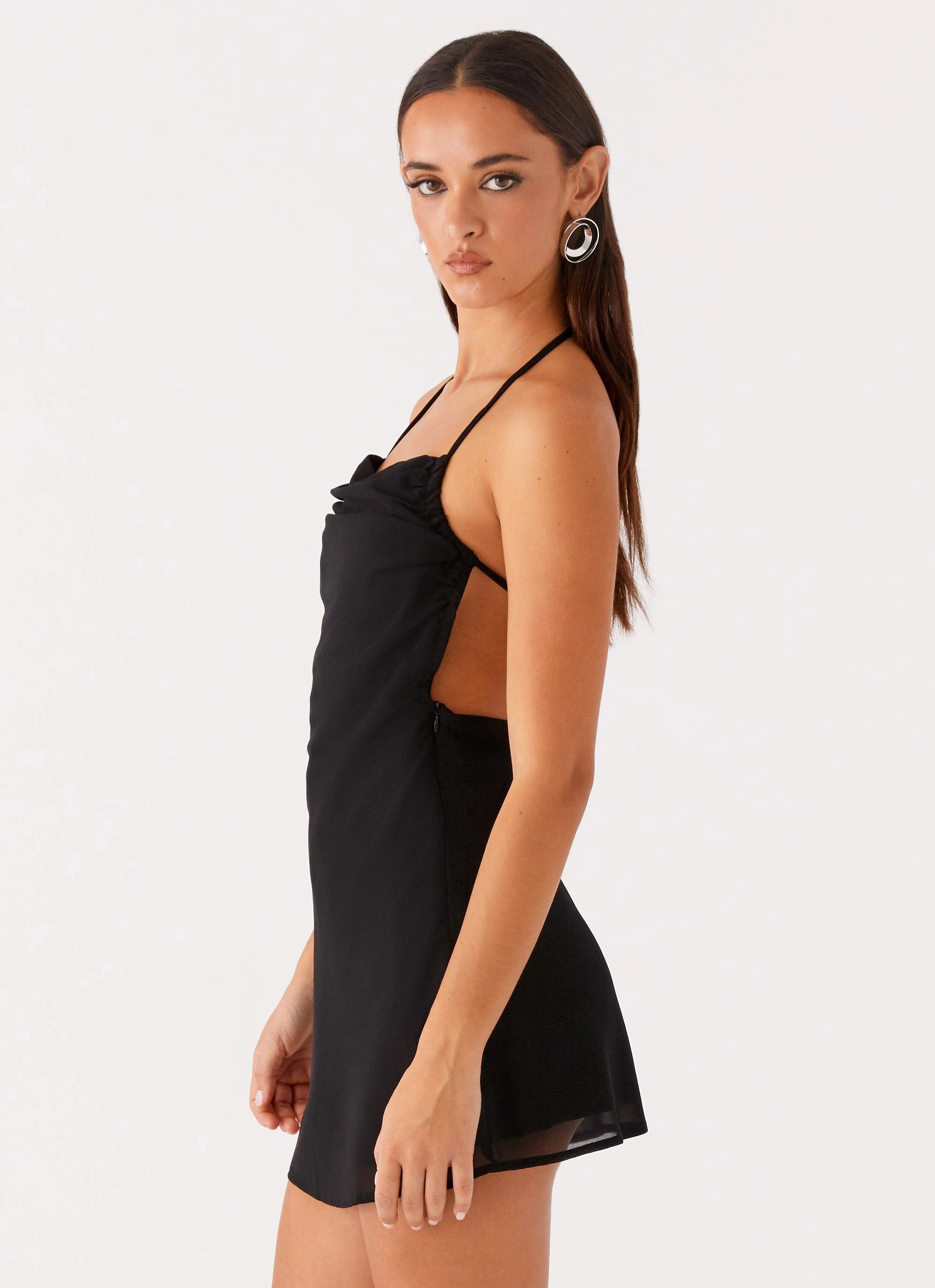 Flattering Style Ines Chiffon Mini Dress - Black