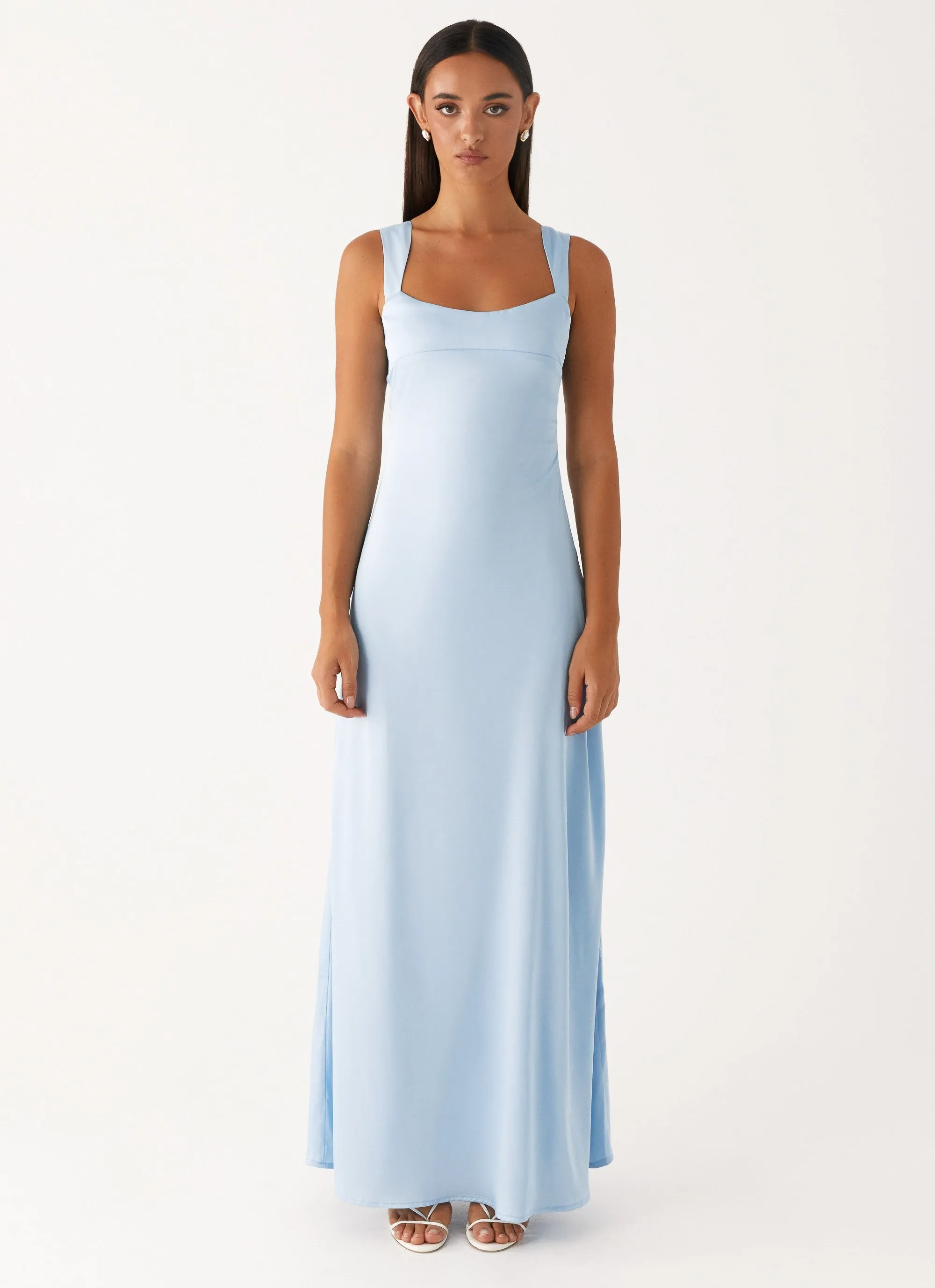 Odette Satin Maxi Dress - Blue Soft Tones Easy-to-style casual dress