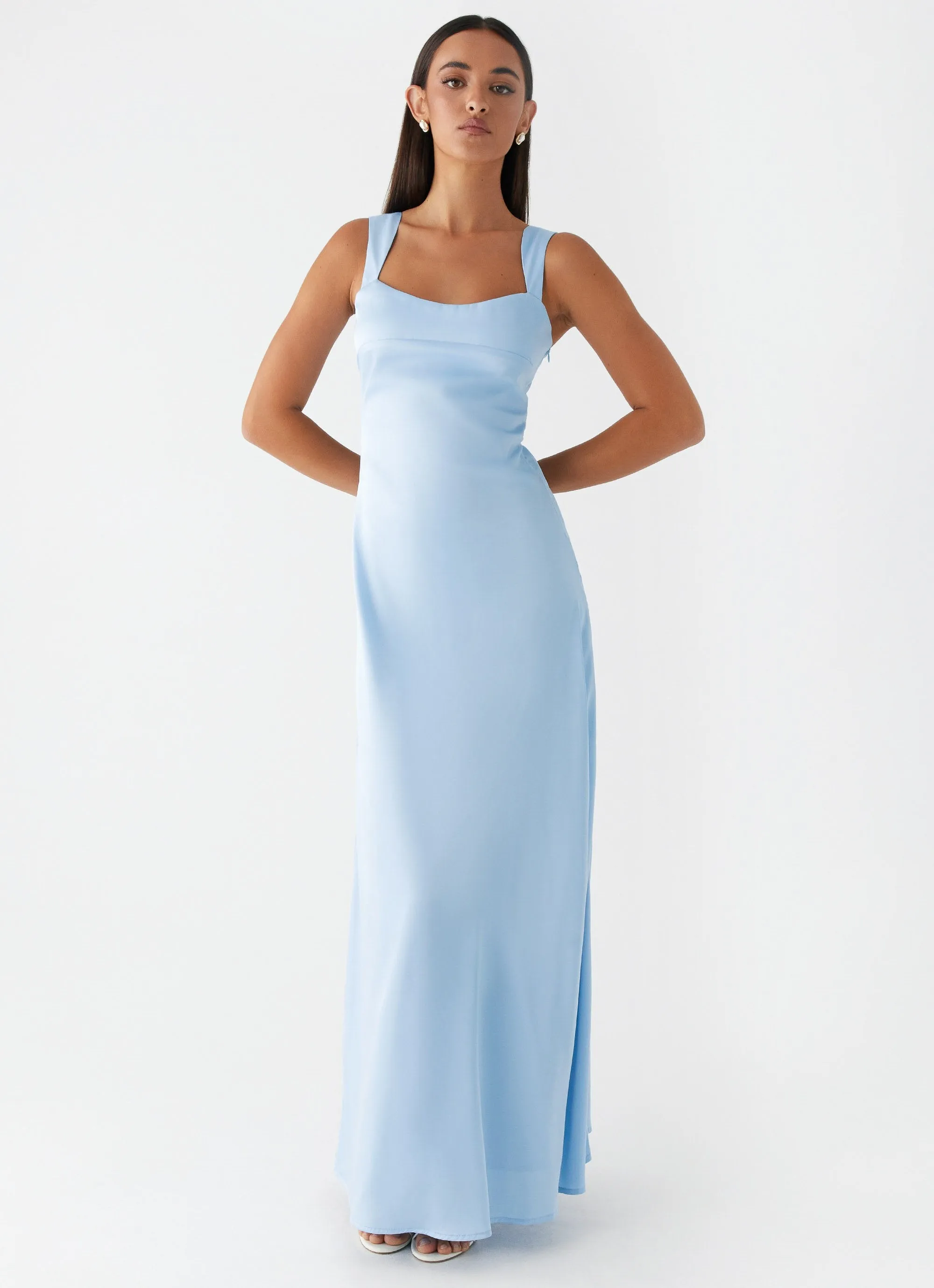 Odette Satin Maxi Dress - Blue Bold Style