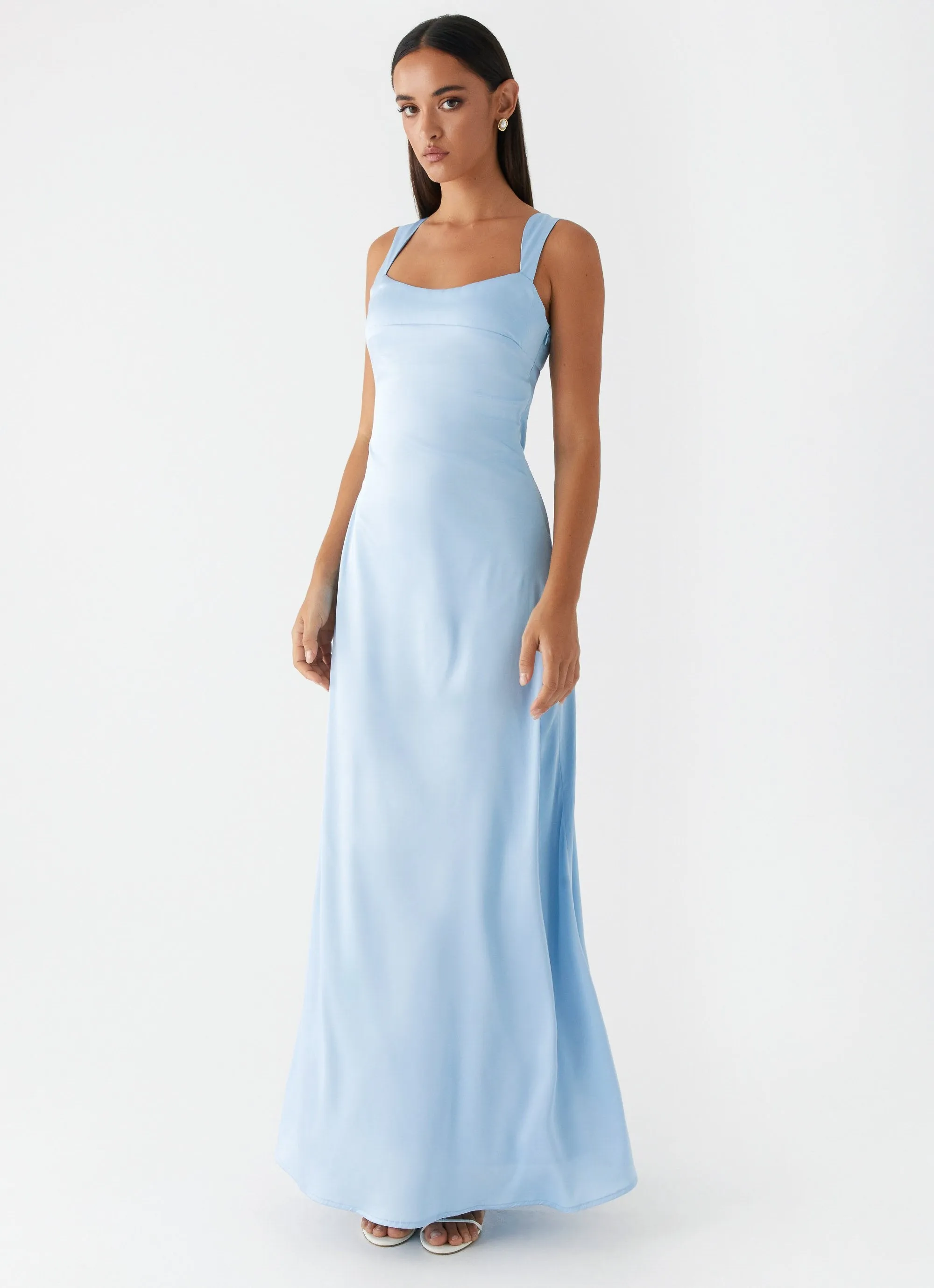 Odette Satin Maxi Dress - Blue Modern Finish