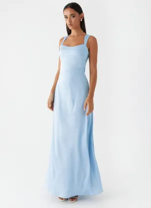 Odette Satin Maxi Dress - Blue Modern Finish