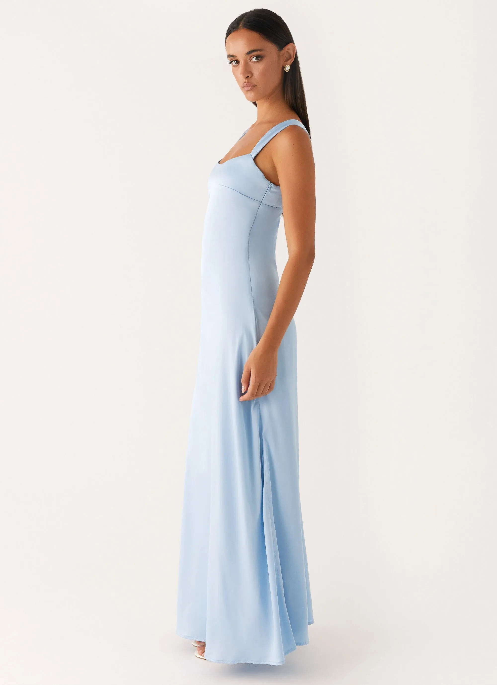Clean Fit Odette Satin Maxi Dress - Blue