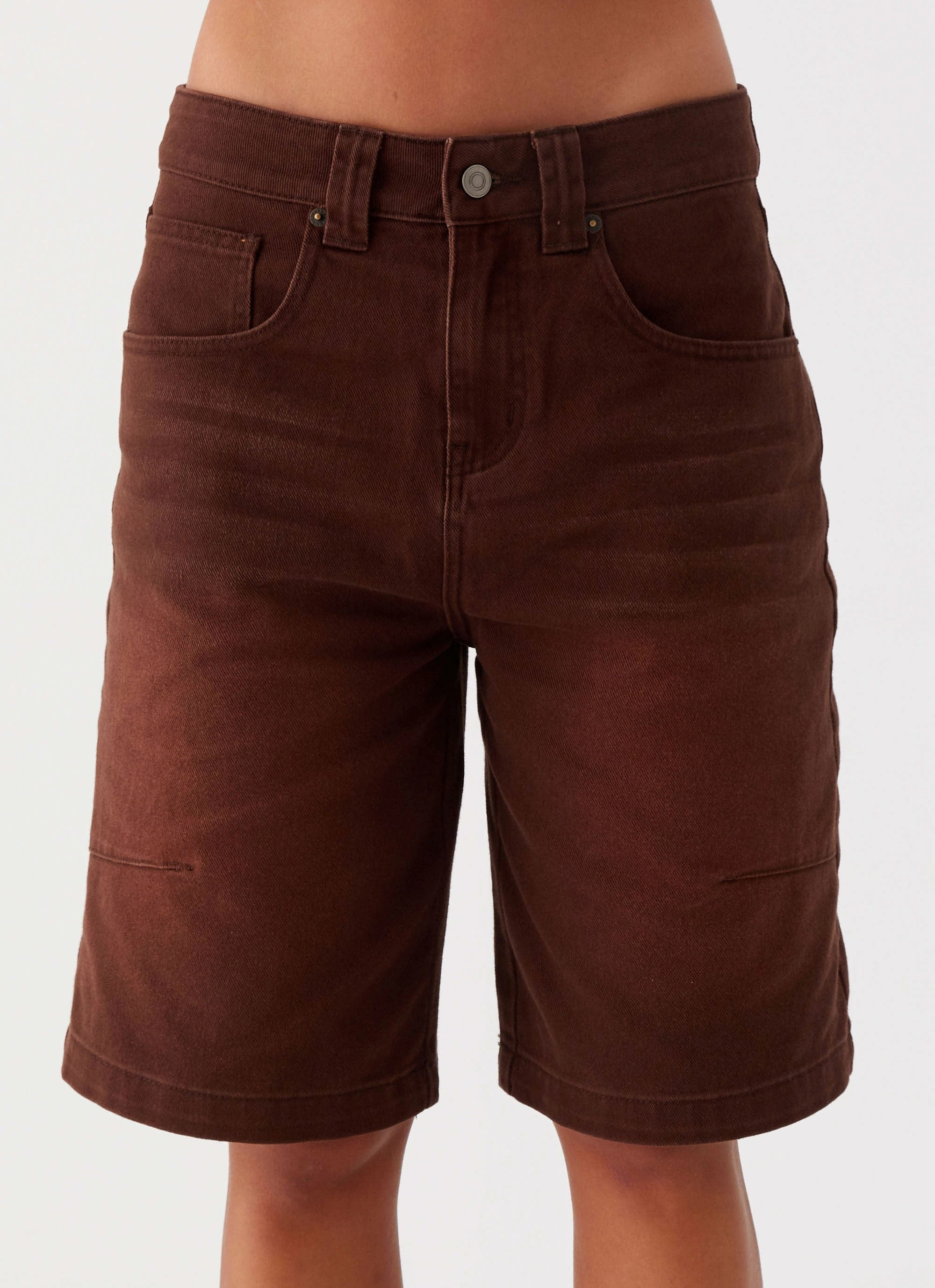 Heading South Denim Jorts - Brown Breezy Layer Option