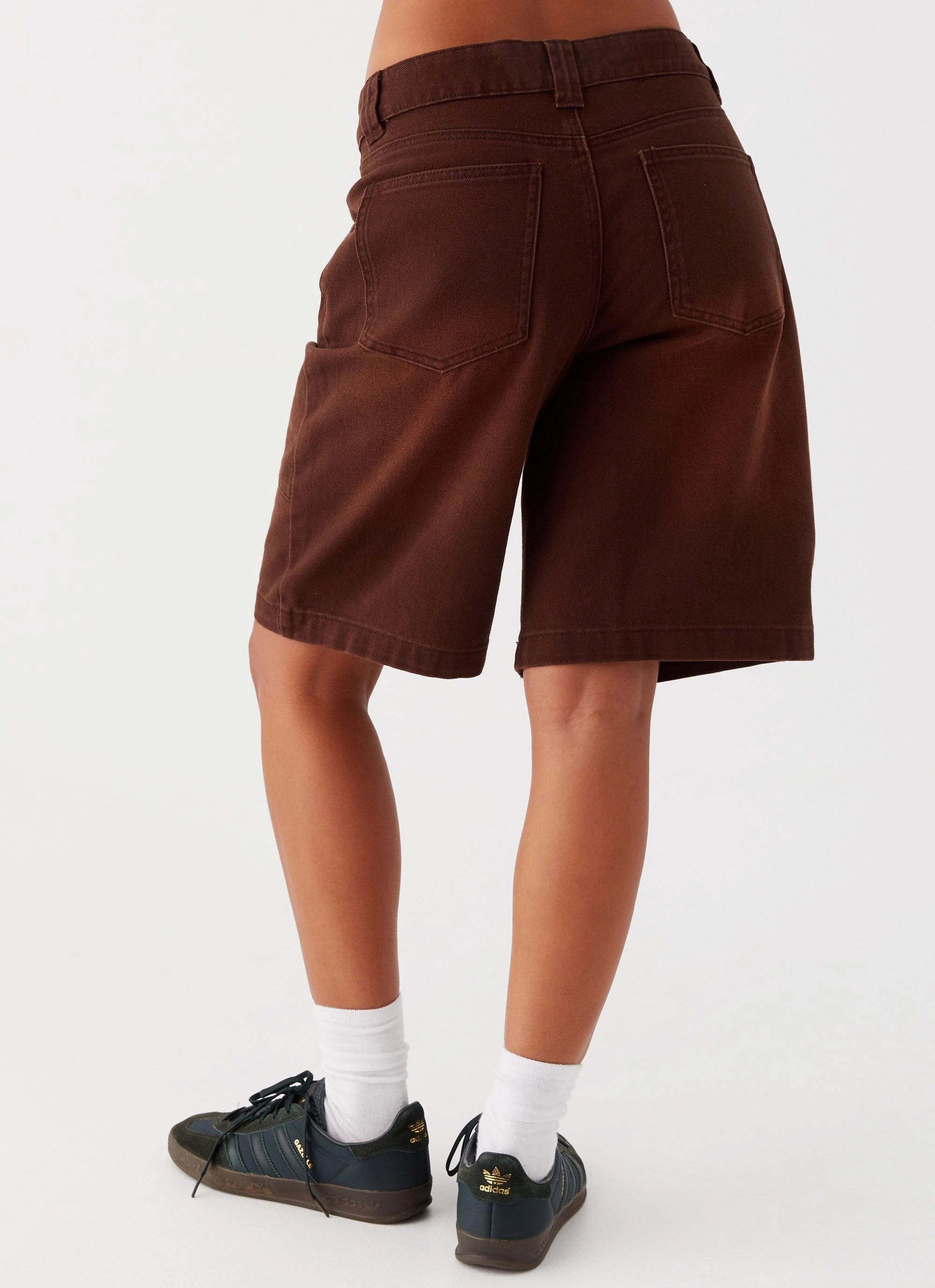 Frictionless Lining Heading South Denim Jorts - Brown