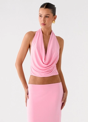 Ashi Cowl Top - Pink Breathable Lining ContrastTipping