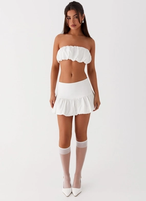 Comfortable Cotton Sweet Thing Bubble Crop Top - White