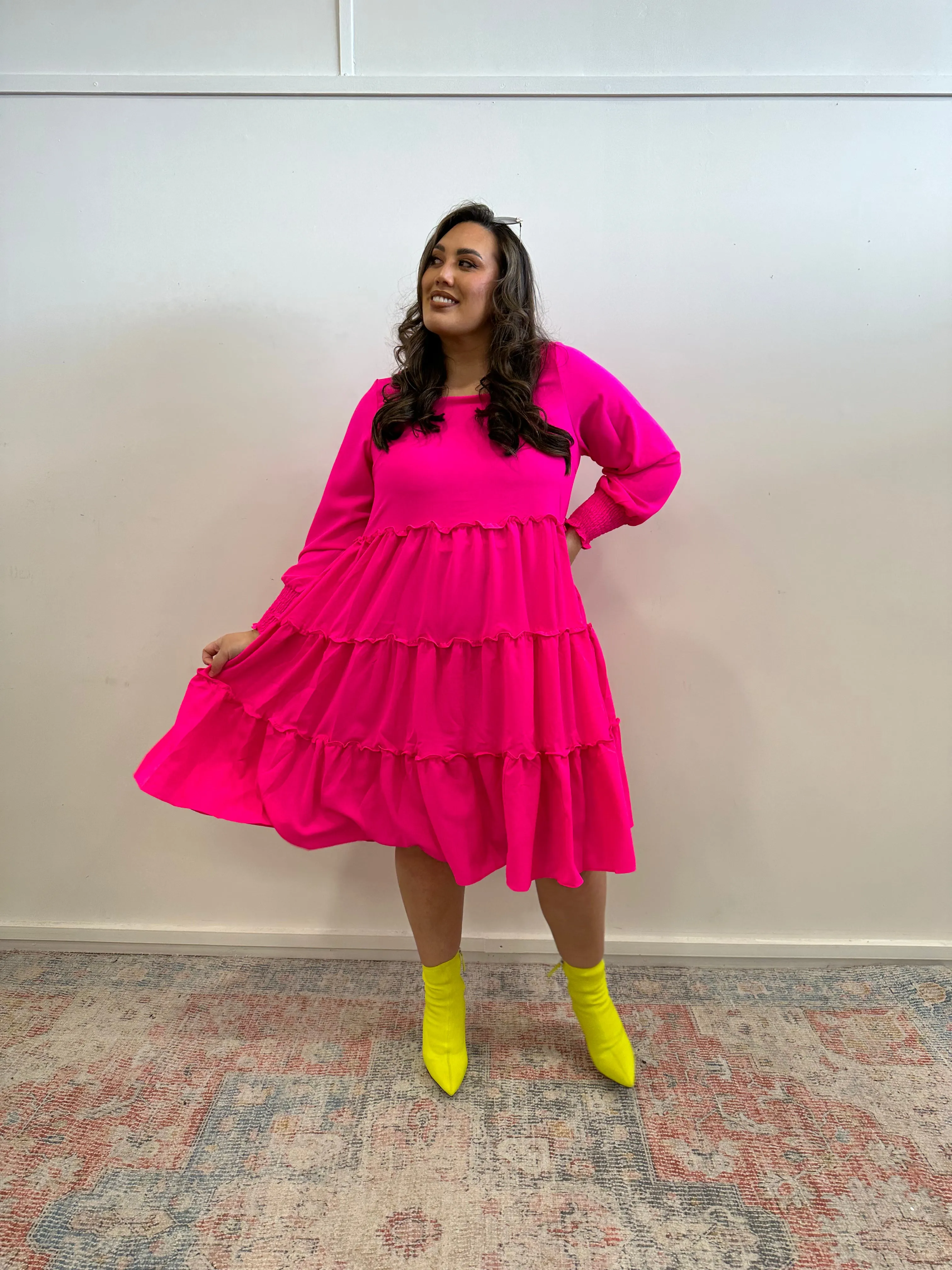 Isabella Dress - HOT PINK