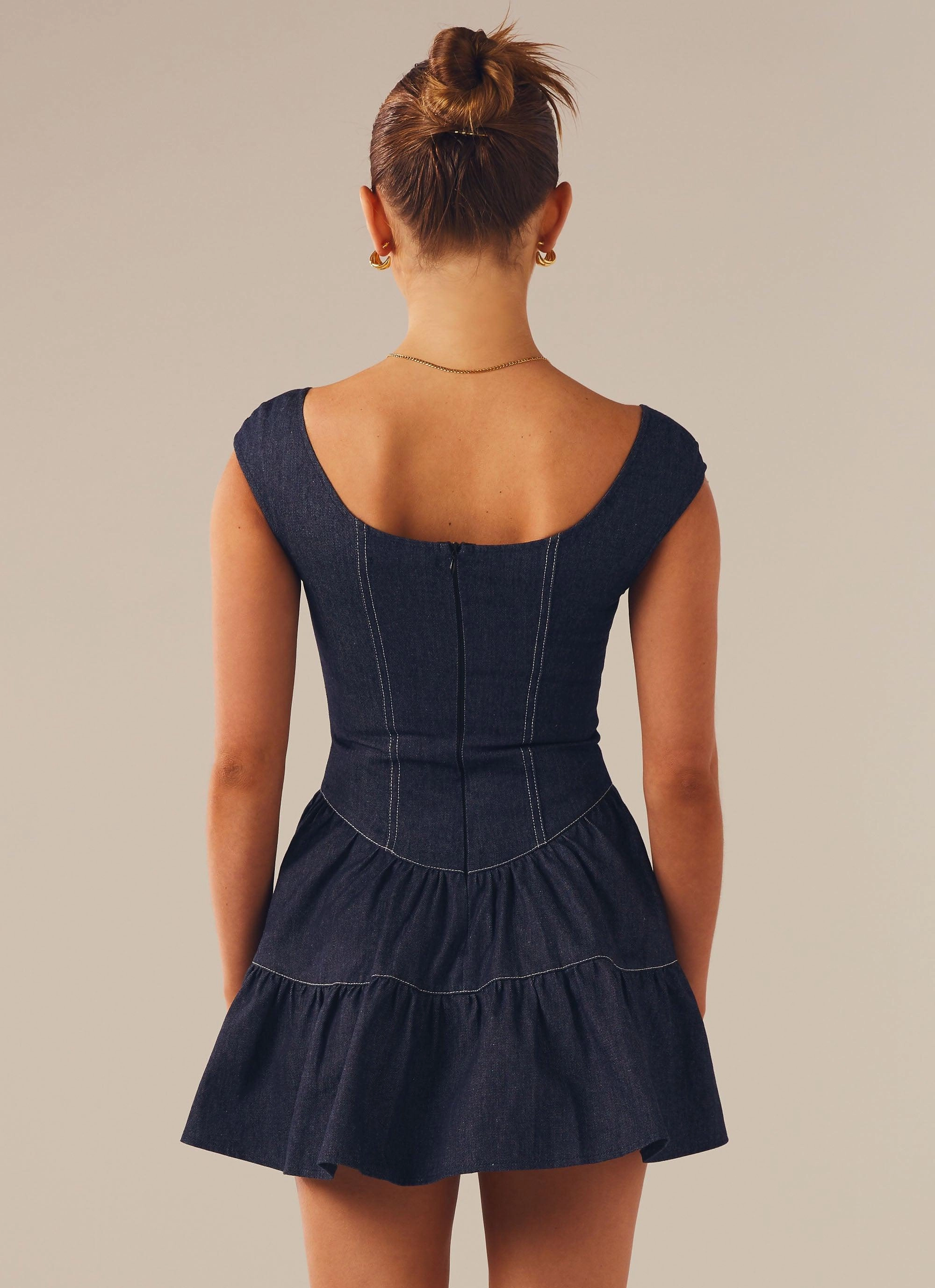Isabella Denim Bustier Dress - Indigo Formed Look Flowing Design