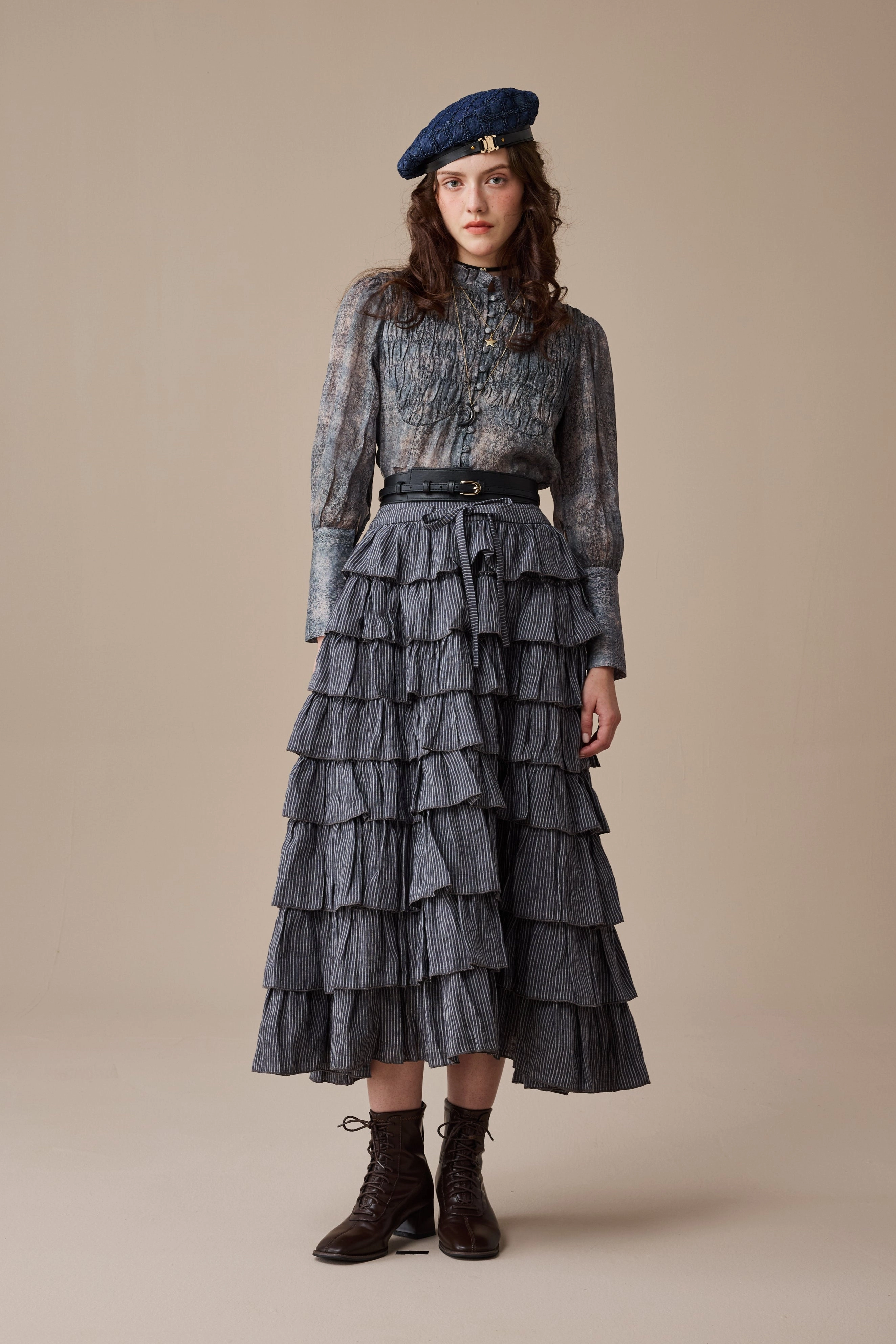 Ischia 14 | Layered petal linen skirt Double Layered Fabric Eco Friendly Material