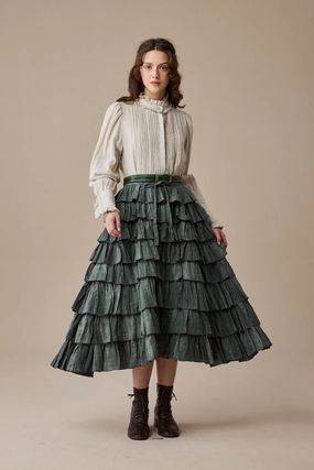 Ischia 14 | Layered petal linen skirt Raglan Sleeve AntiStatic Coating