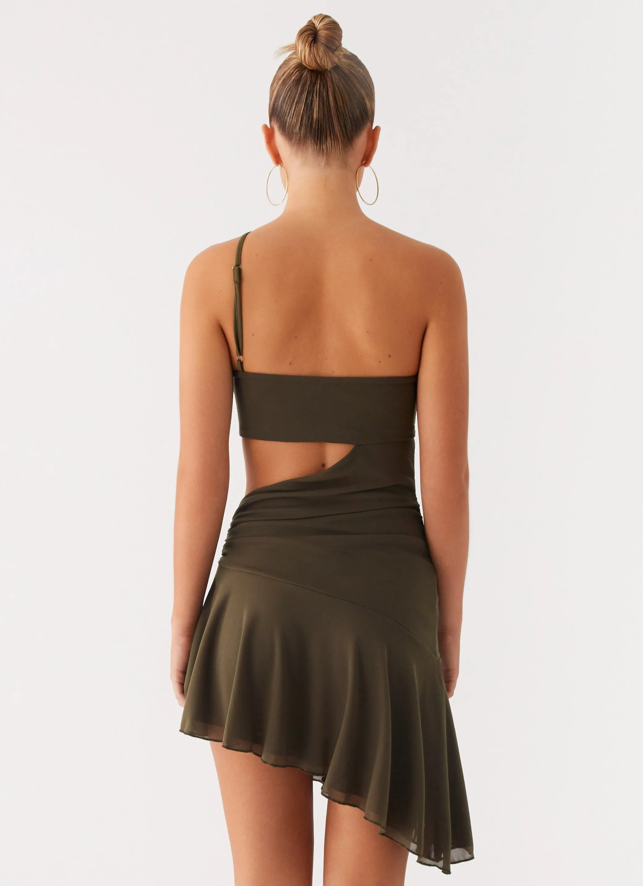 Islander Mini Dress - Khaki Soft fabric piece Natural Form