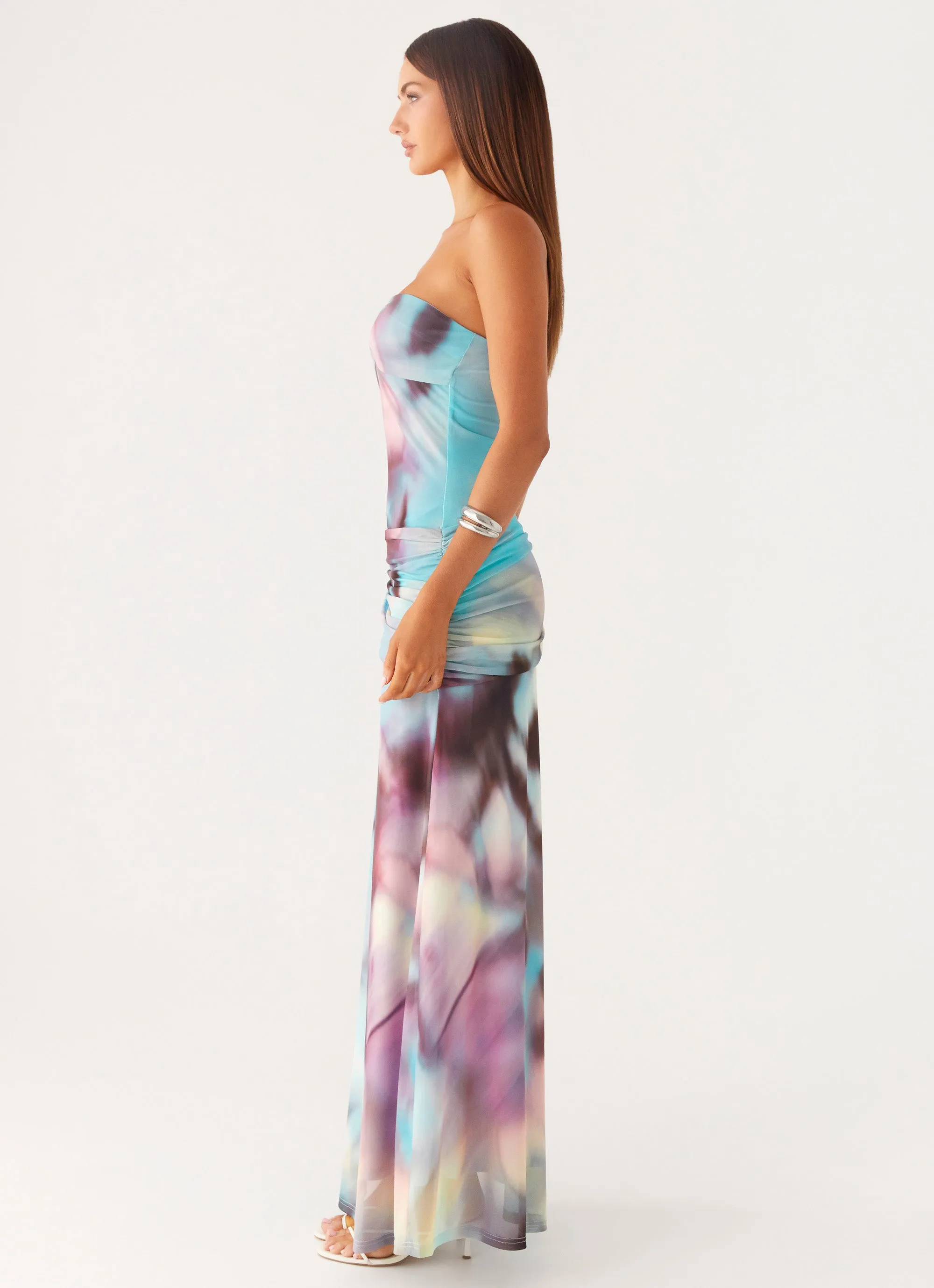 Easy Pretty Isle Escape Mesh Maxi Dress - Sea Splash