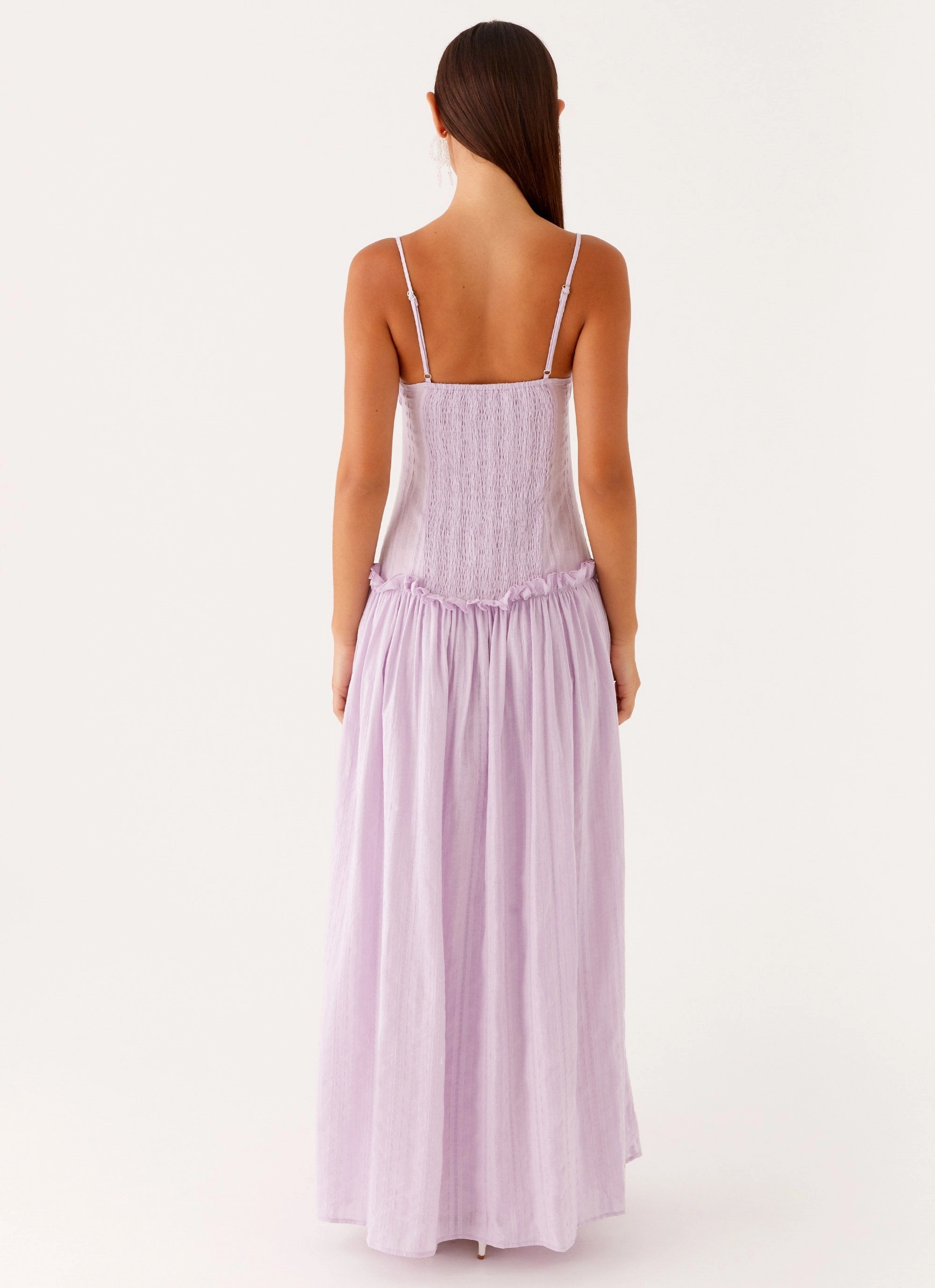 Jacinda Drop Waist Maxi Dress - Lavender Minimal Detail
