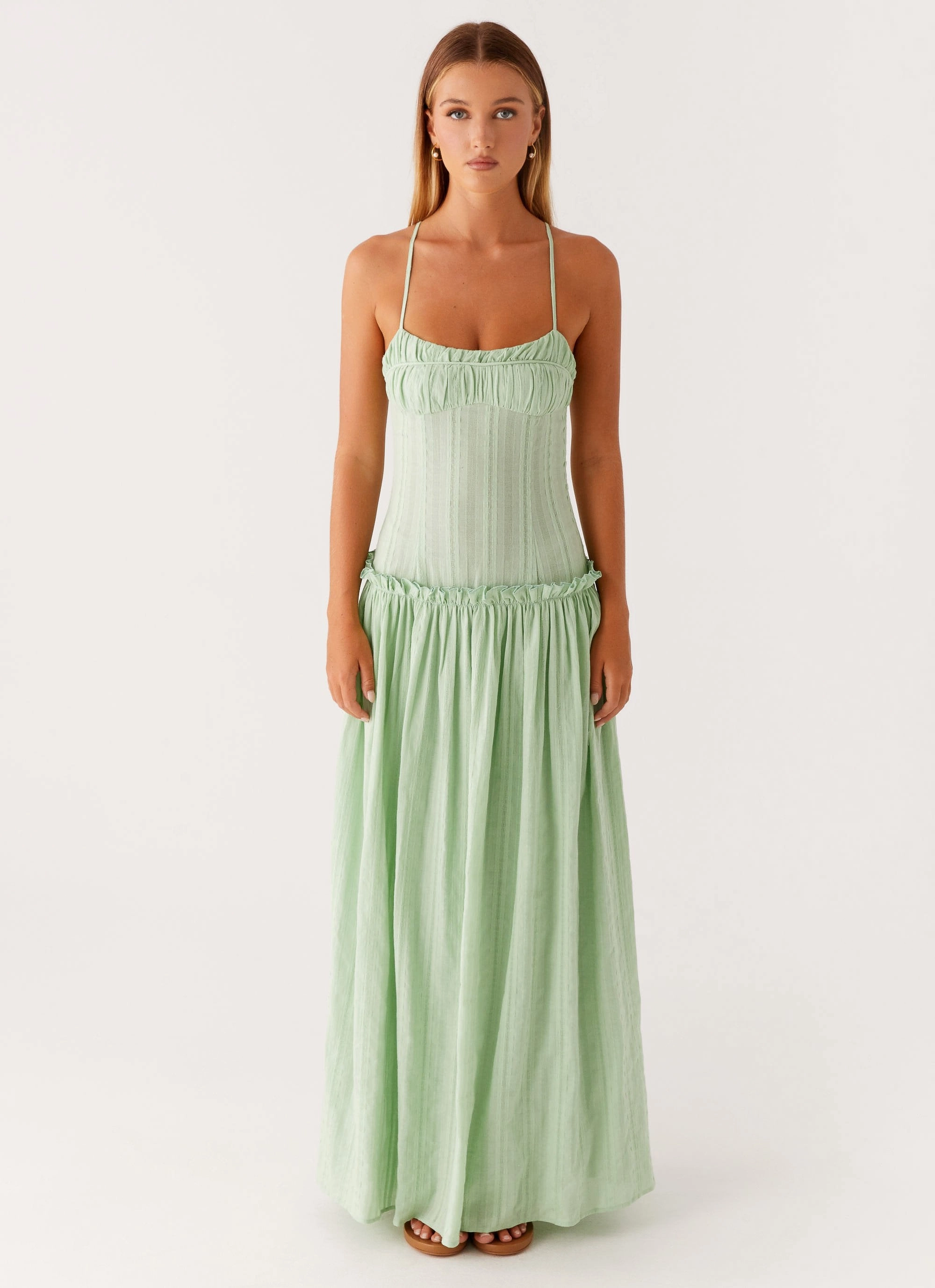 Jacinda Drop Waist Maxi Dress - Sage Versatile-Style Layered Wear
