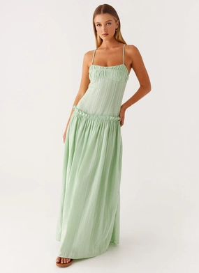 Jacinda Drop Waist Maxi Dress - Sage Chilly Weather Wear