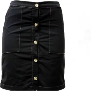 Jack David Womens Juniors/Plus Size Stretch Denim Jeans Twill Cotton Button Front Skirt (S, Andree by Unit 63980 Button Front Juniors Black)