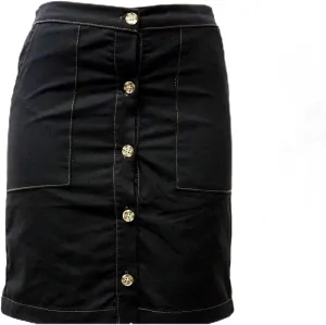 Jack David Womens Juniors/Plus Size Stretch Denim Jeans Twill Cotton Button Front Skirt (XL, Andree by Unit 63980 Button Front Juniors Black)