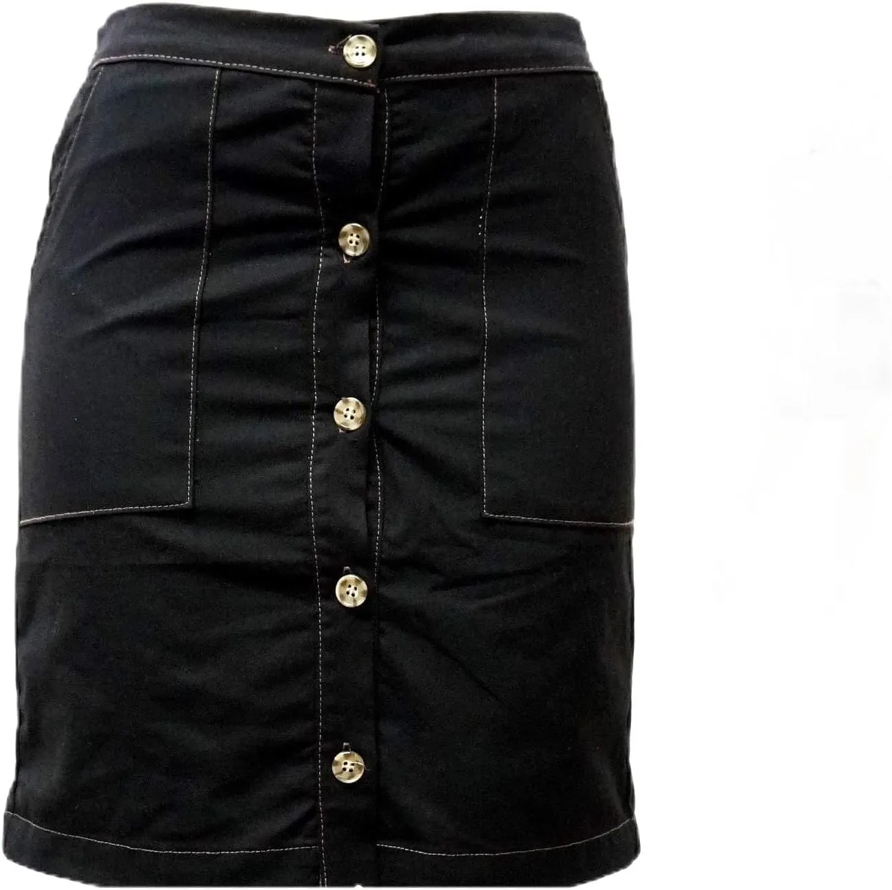 Jack David Womens Juniors/Plus Size Stretch Denim Jeans Twill Cotton Button Front Skirt (XL, Andree by Unit 63980 Button Front Juniors Black)