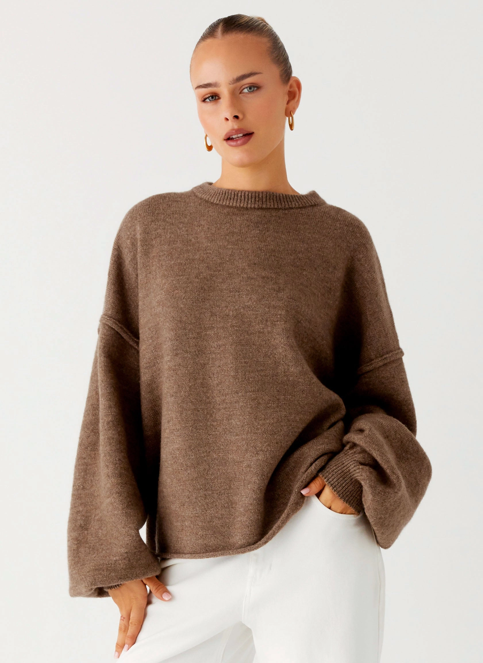 EthicallySourced SoftTouch Jack Oversized Knit Sweater - Tan Marle