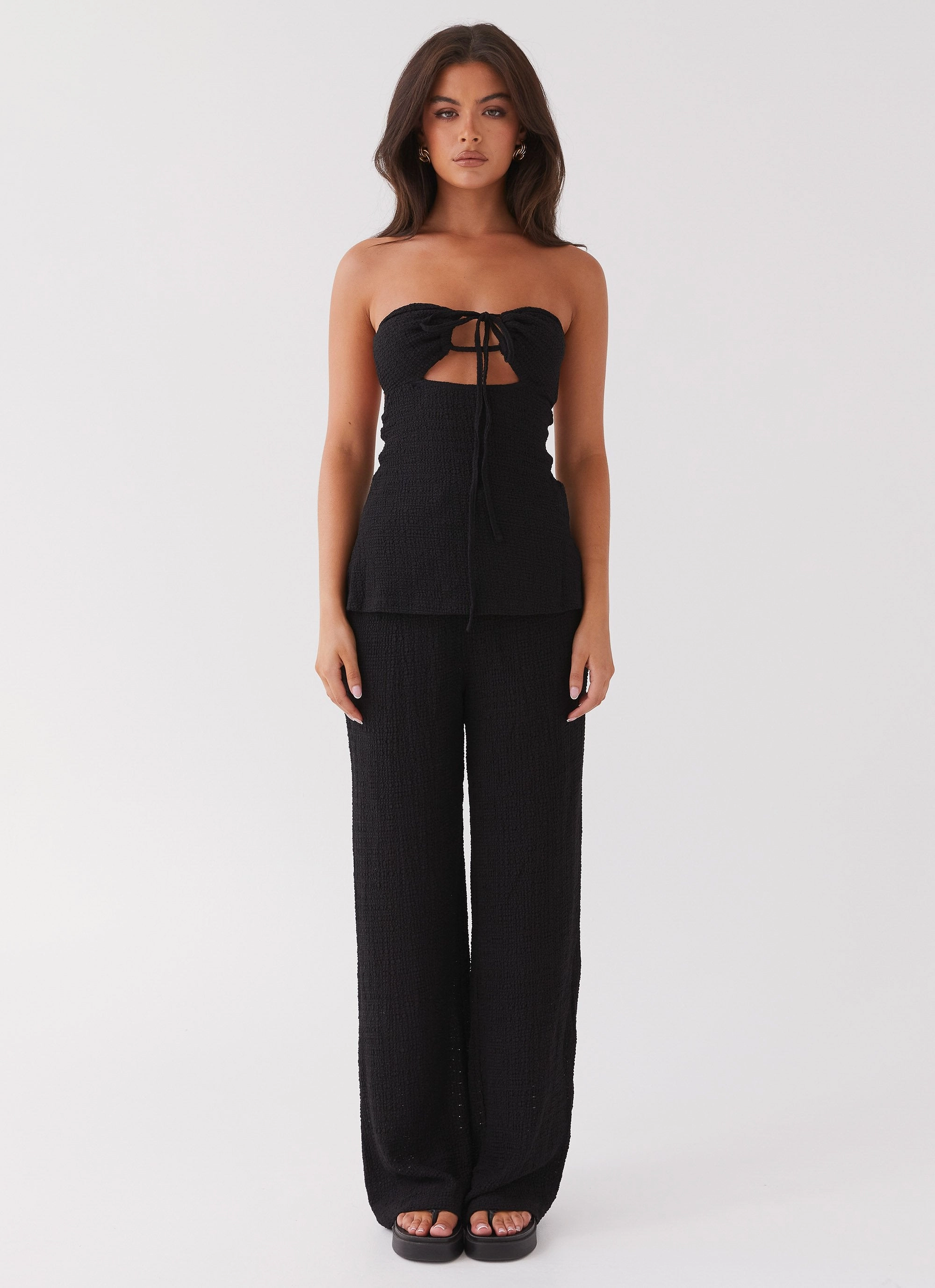 Tunic top Jadey Strapless Waffle Top - Black