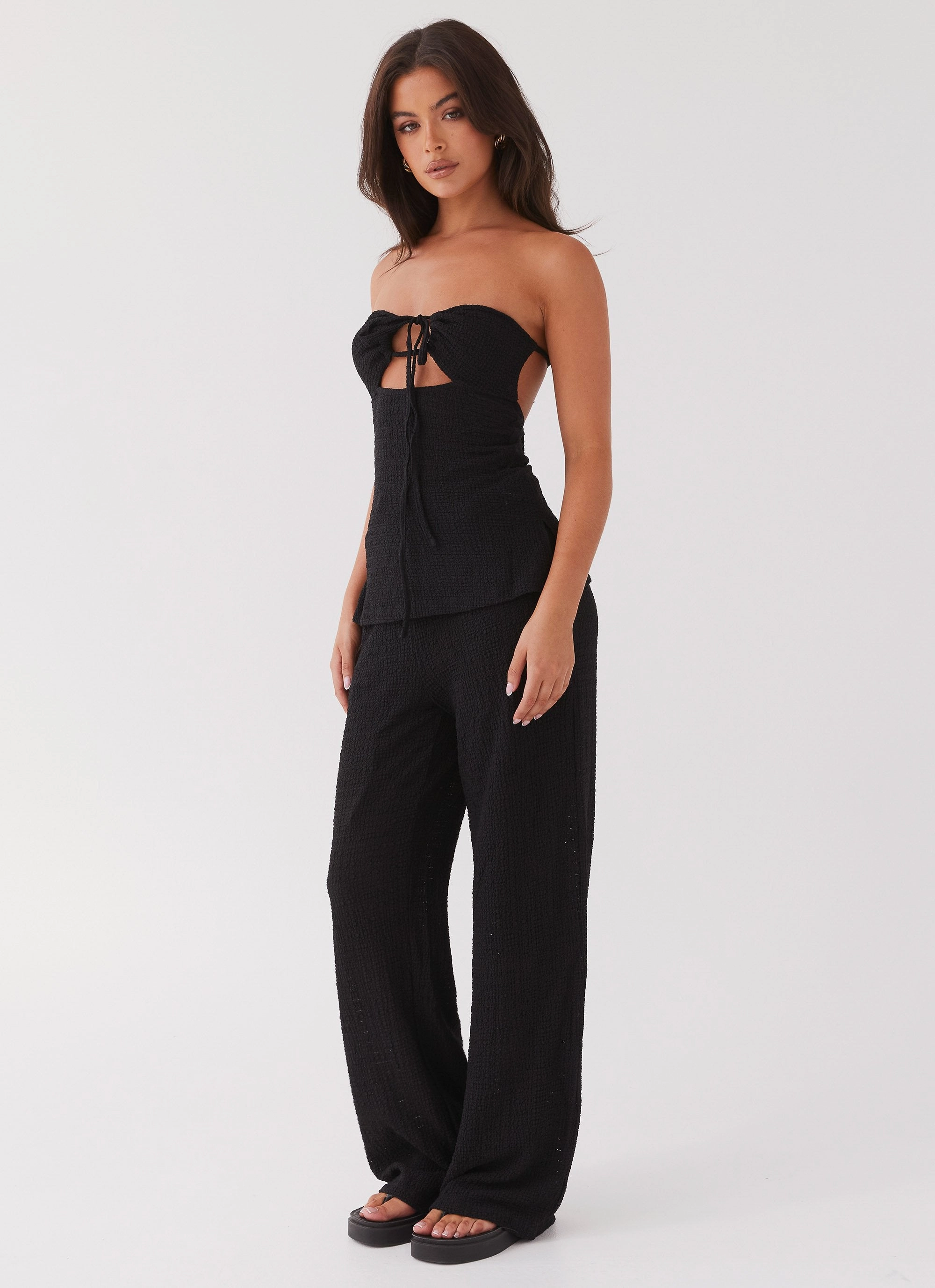 Jadey Waffle Pants - Black Quick Movement Wear