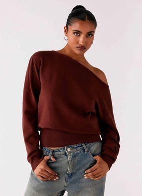 Jaelin Asymmetric Top - Chocolate HypoallergenicFibers Sandwich Mesh Panel Structure