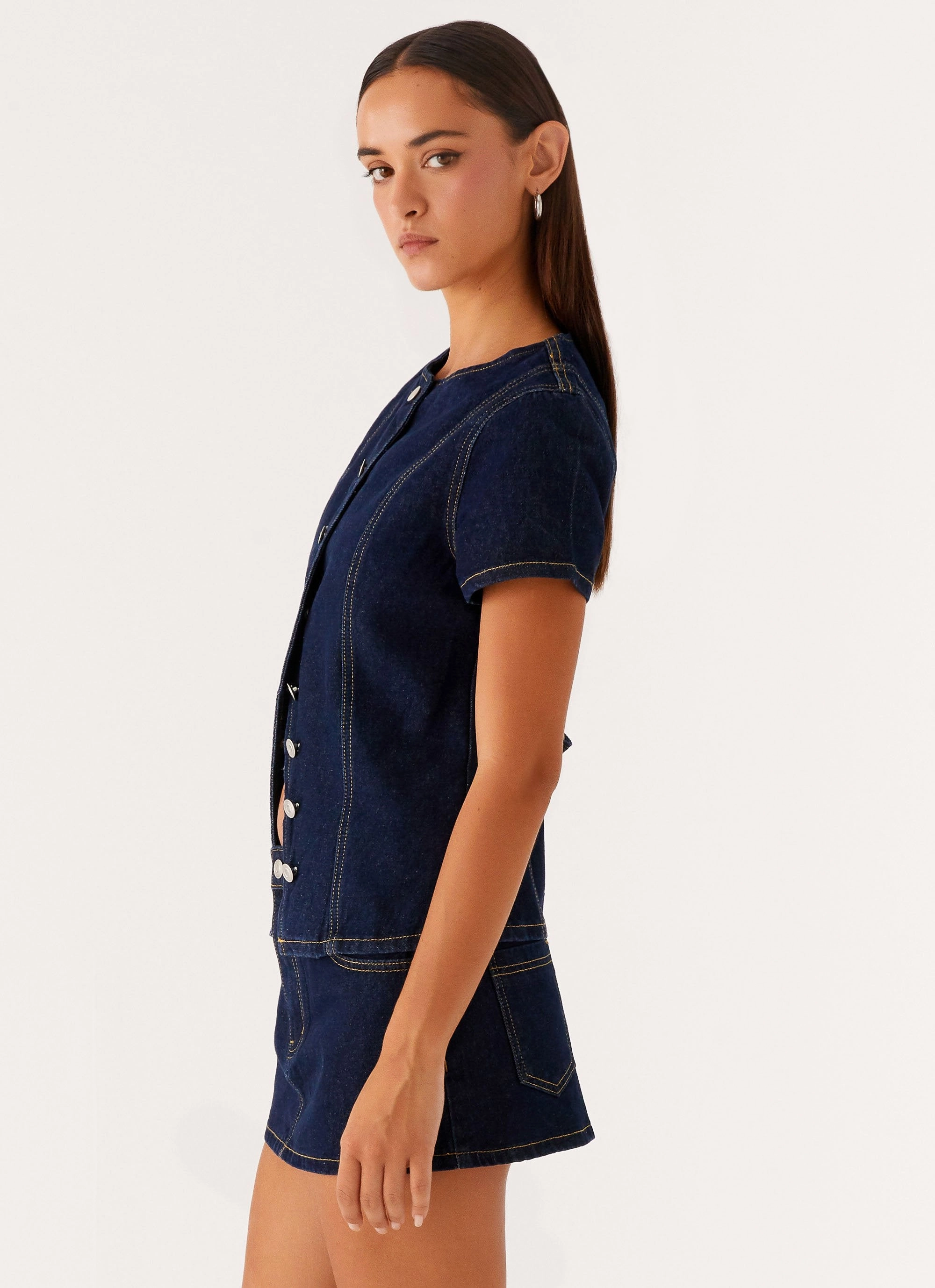 Jagger Top - Indigo Neutral Tone Stitching Stay Cool Technology