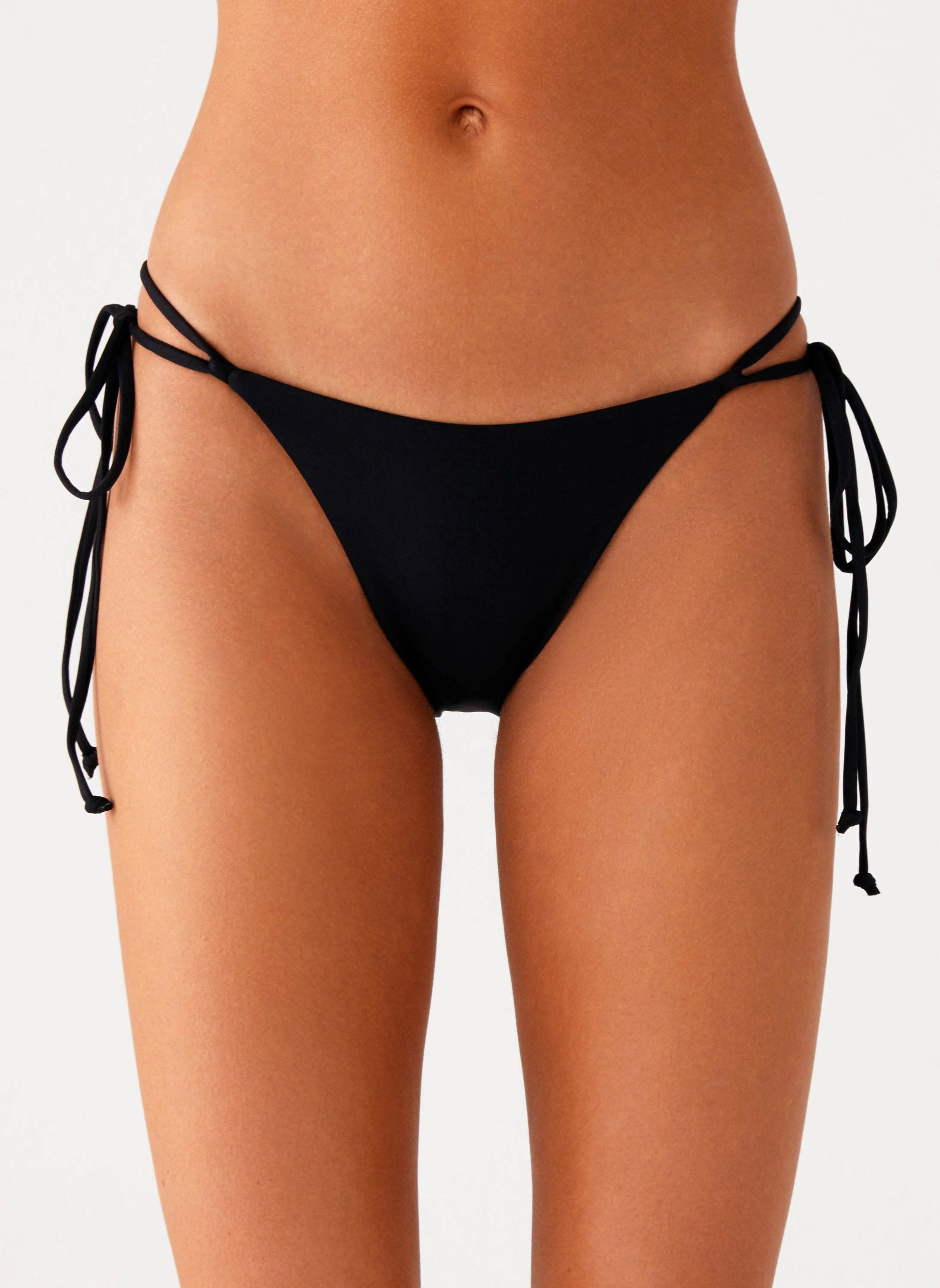 Jaiya Tie Bikini Bottom - Black Seamless construction Tear Resistant Weave