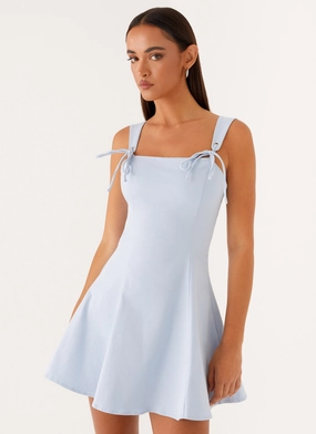 Jamaya Tie Mini Dress - Blue Polished and Elegant