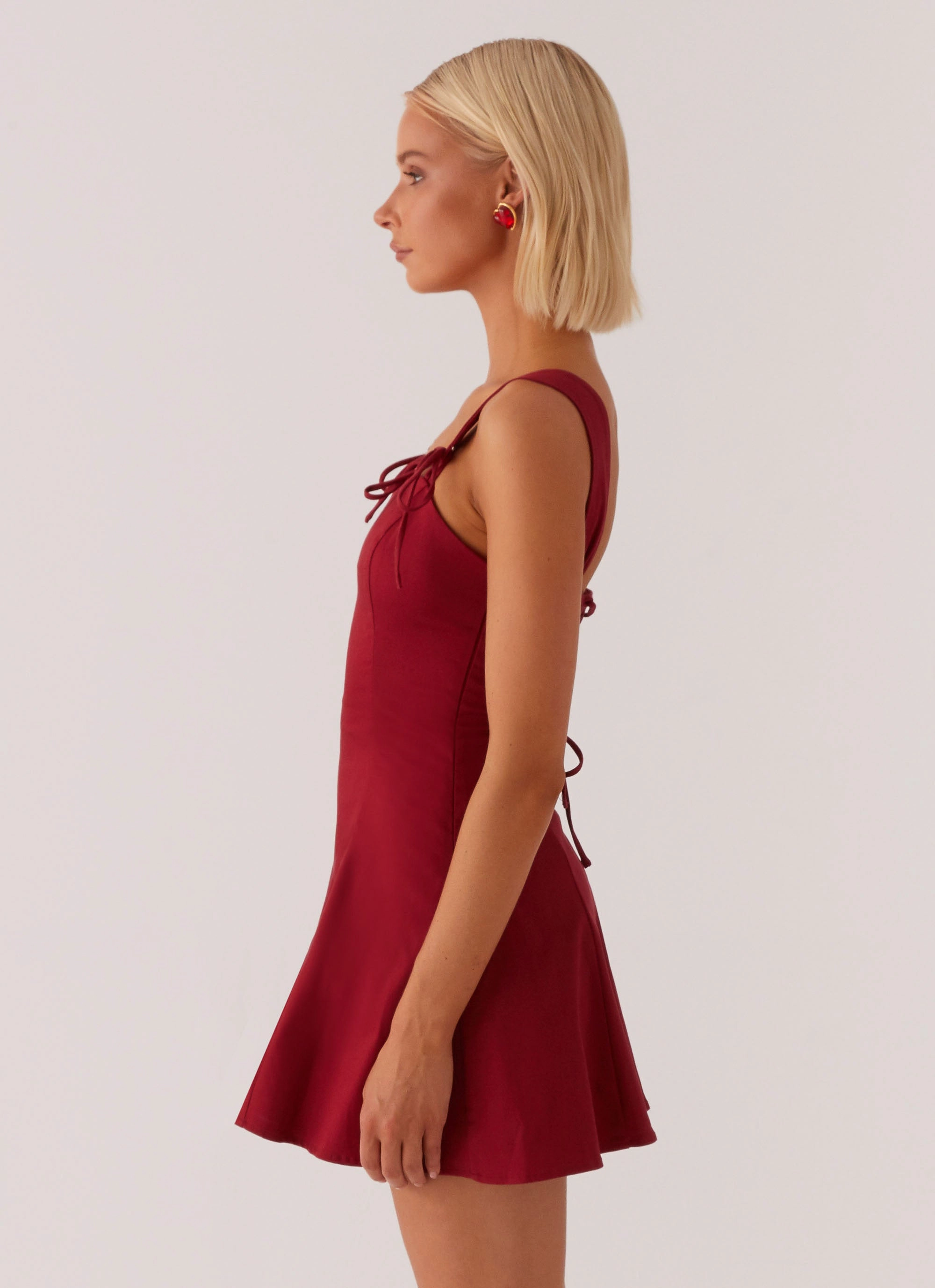 Fashionable Layer Jamaya Tie Mini Dress - Red
