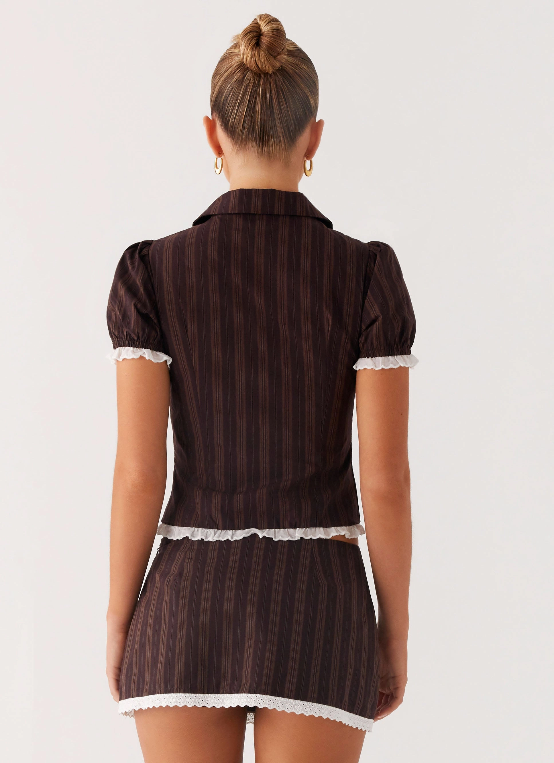 Flex Movement Janette Low Rise Micro Mini Skort - Toffee Stripe