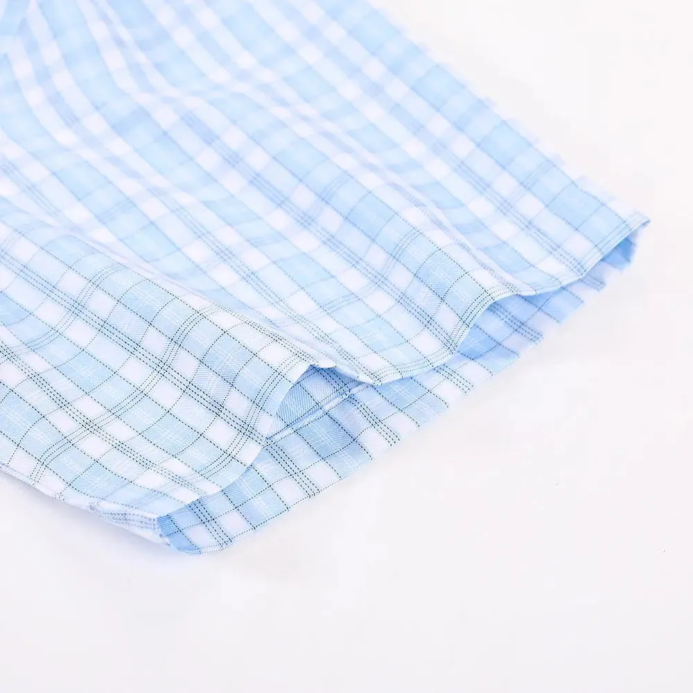 Japanese Short Sleeve Plaid Shirt Men's Summer