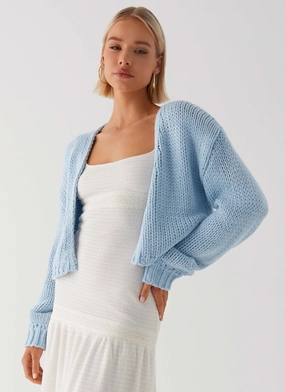 Taped Edges ReflectiveDetails Jasleen Knit Cardigan - Blue