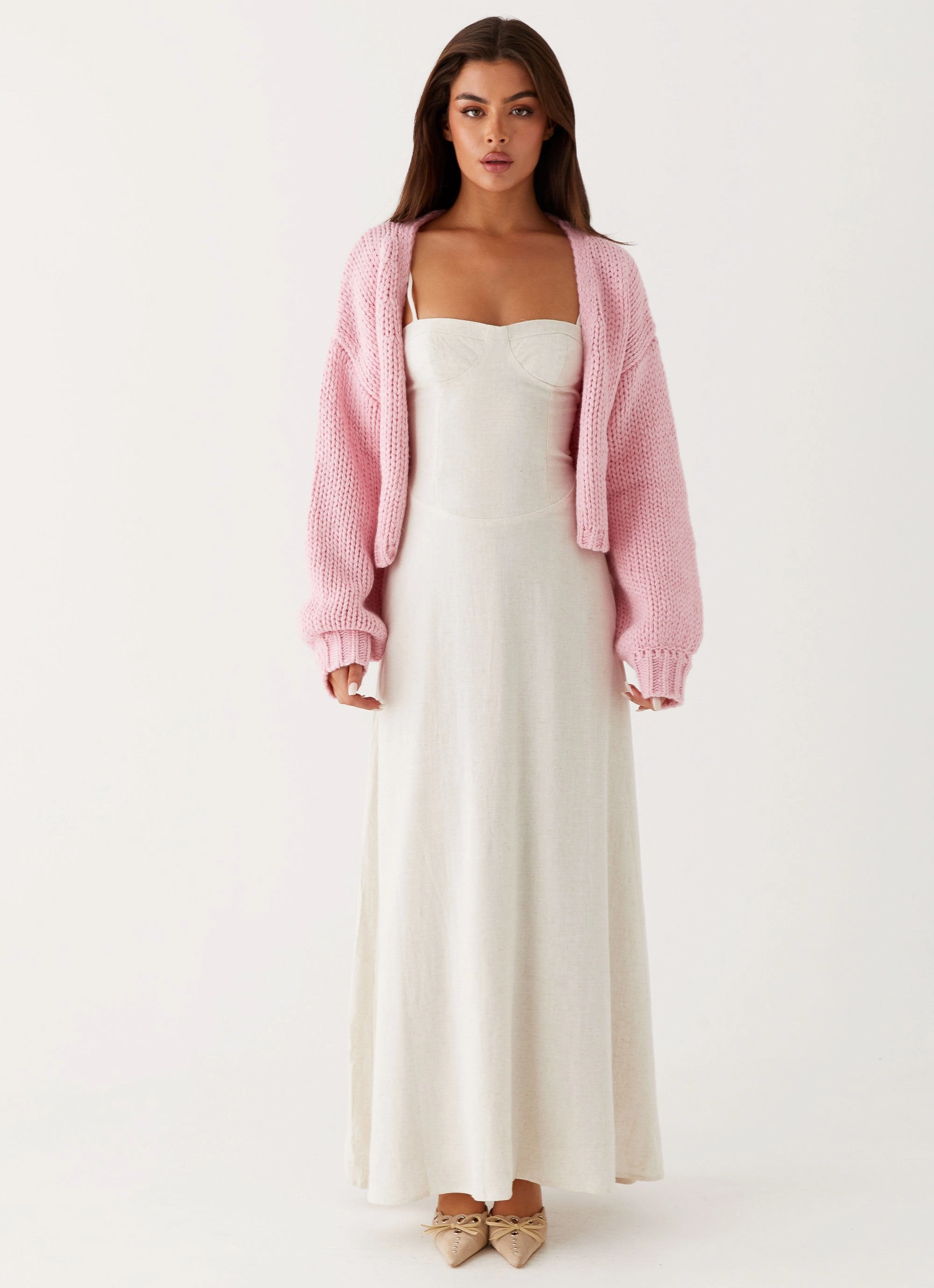 Jasleen Knit Cardigan - Pink Roll Up Storage Design