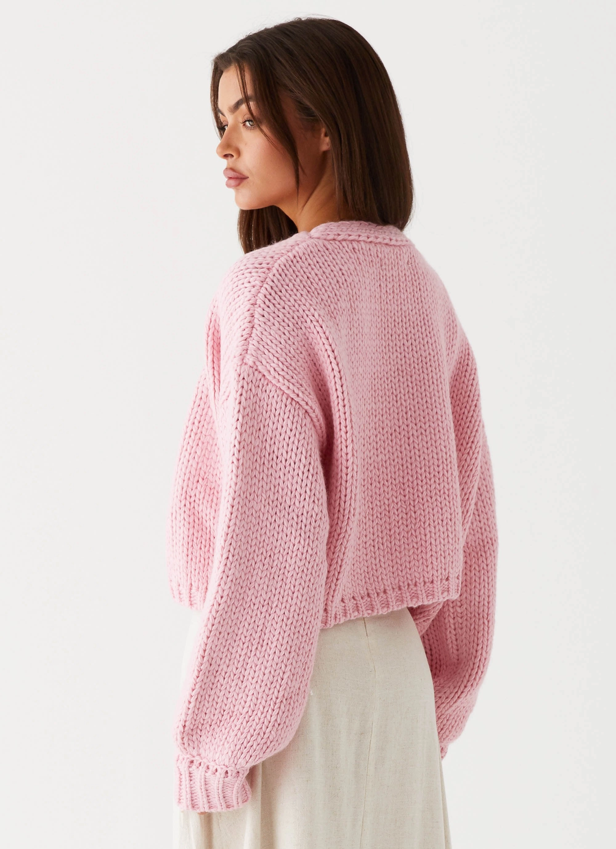 Jasleen Knit Cardigan - Pink Concealed Zippers All Seasons