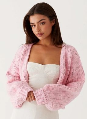 waterproof construction Bold Statement Jasleen Knit Cardigan - Pink