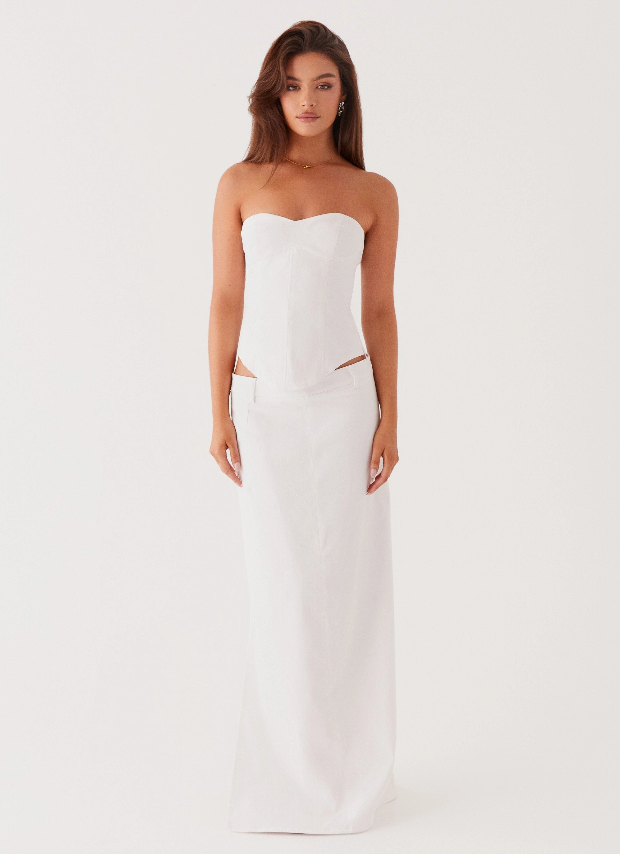 Jaslyn Maxi Skirt - White Smart Casual Bold Design