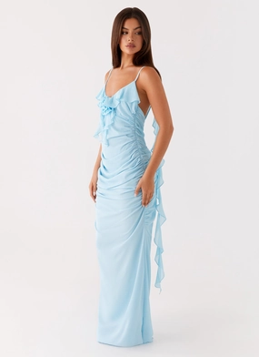 Smart Layers BiasCutSilhouette Jasmina Maxi Dress - Blue