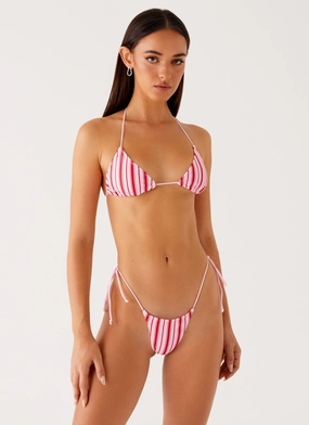 Jaspa Bikini Top - Pink Stripe video shoot venue
