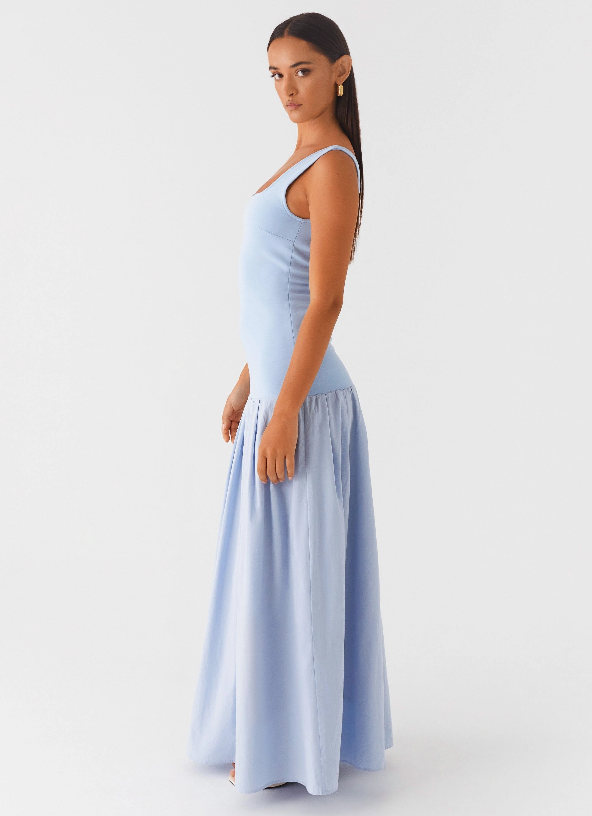 Jaxon Maxi Dress - Blue Balloon-Sleeve Easy Movement